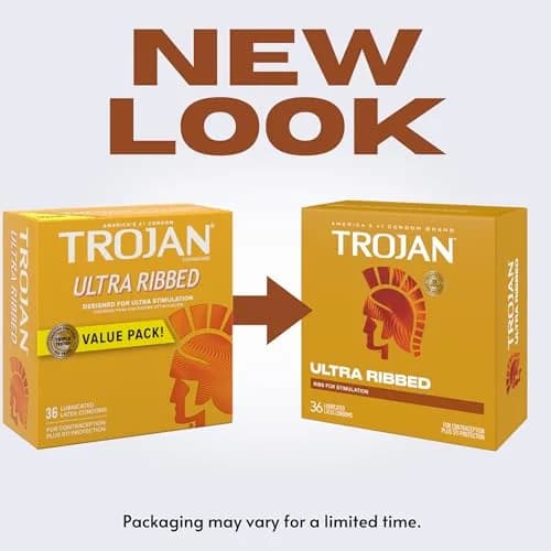 TROJAN Ultra Ribbed Premium Condoms for Ultra Stimulation, 36 Count Pack thumbnail 2