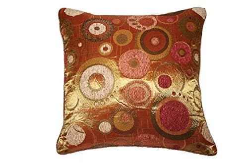 Violet Linen Chenille Candy Decorative Cushion Cover 18" X 18" Brass | Modern Square Home Decor thumbnail 1