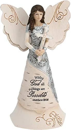 Pavilion Elements Faith Angel Figurine 16.51 cm (6.5-Inch) Holding Cross | Religious Home Décor Accent thumbnail 1
