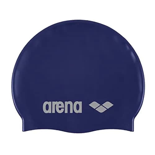 Arena Classic Unisex Soft Silicone Swim Cap for Women and Men, Intensive Training and Racing Comfortable Non-Slip Long Hair Swimming Hat, Denim/Silver thumbnail 1