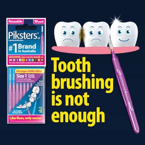 Piksters Interdental Brush Size 3 Yellow (10 Pack) | Medium Gaps, Reusable, USA Import thumbnail 7