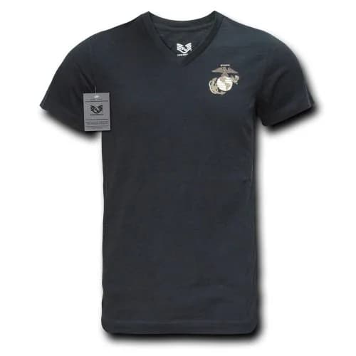 Rapid Dominance Military V-Neck Tee, Marines, Black, S | Slim Fit, Preshrunk Cotton, Military Pride thumbnail 1