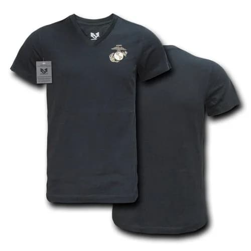 Rapid Dominance Military V-Neck Tee, Marines, Black, S | Slim Fit, Preshrunk Cotton, Military Pride thumbnail 2