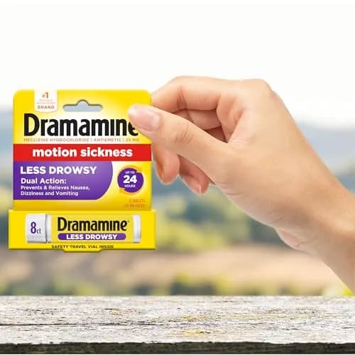 Dramamine Less Drowsy Motion Sickness Relief Tablets 8 Count | Prevents Nausea & Dizziness for 24 Hours thumbnail 7