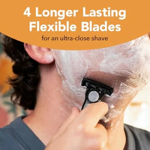 BIC Flex 4 Mens Refillable 4-Blade Razor | Sensitive Skin, Up to 48 Shaves, Black/Green thumbnail 4