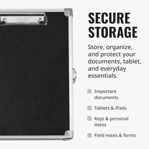 Vaultz Locking Storage Clipboard with Key Lock, Black | Secure 8.5x11 Document Holder thumbnail 4