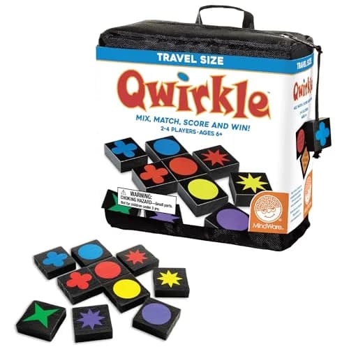MindWare Travel Qwirkle Strategy Tile Board Game for 2-4 Players | Portable Family Strategy Game in Travel Pouch thumbnail 1