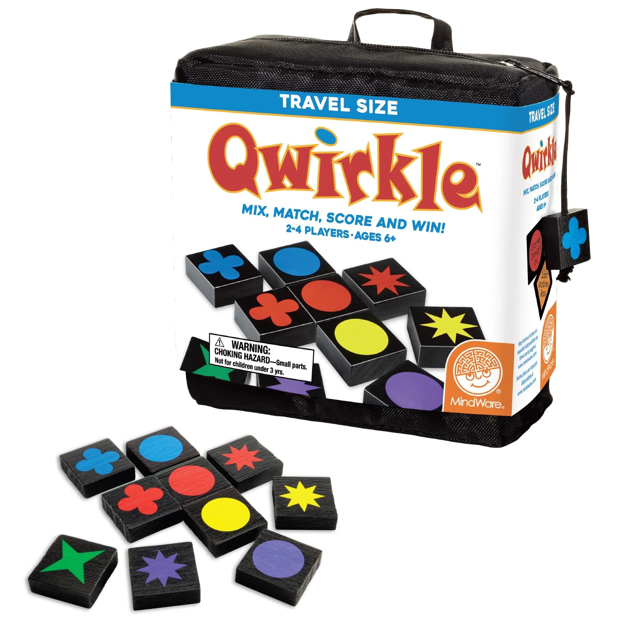 MindWare Travel Qwirkle Strategy Tile Board Game for 2-4 Players | Portable Family Strategy Game in Travel Pouch