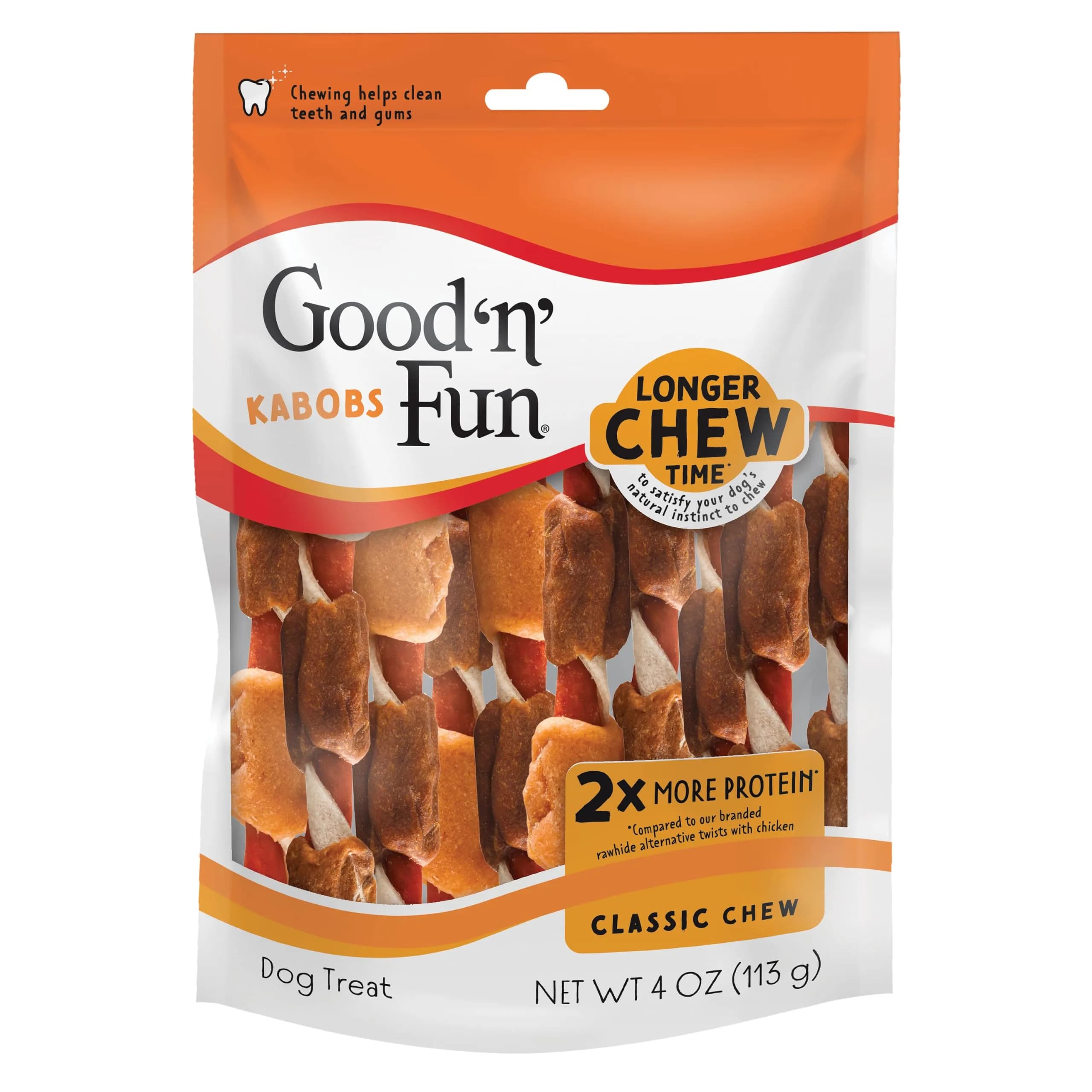 GOOD 'N' FUN Triple Flavor Kabobs Long-Lasting Dog Treat 680g (24 oz) | Protein-Rich Chew for All Dog Sizes — 4 Ounce