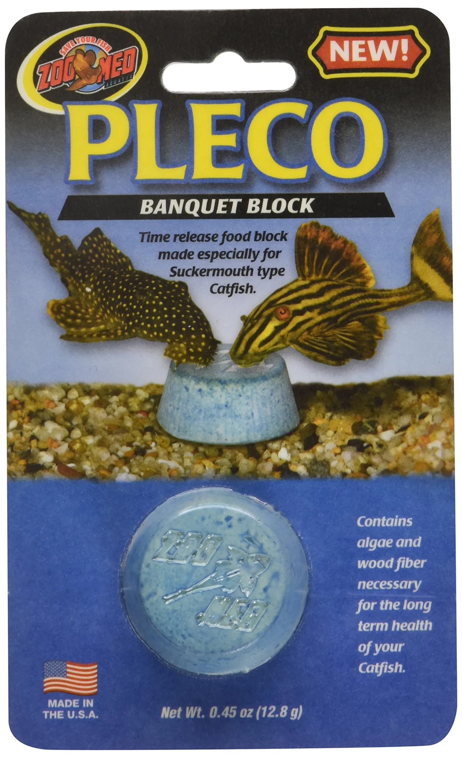 Zoo Med Pleco Banquet Block 0.45 oz (12.8g) | Vacation Feeder for Catfish & Bottom Feeders - main product image