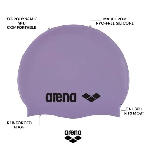 Arena Classic Unisex Soft Silicone Swim Cap | Parma/Black thumbnail 2