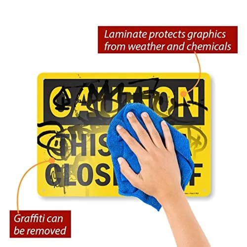 SmartSign Caution Sign 10" x 14" Aluminum Black on Yellow | Durable Outdoor Safety Sign thumbnail 2