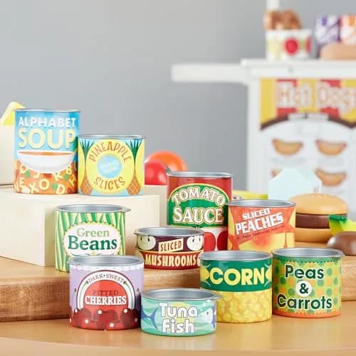 Melissa & Doug Let's Play House, 10 Grocery Cans with Removable Lids | Pretend Play Food for Kids 3+ thumbnail 9