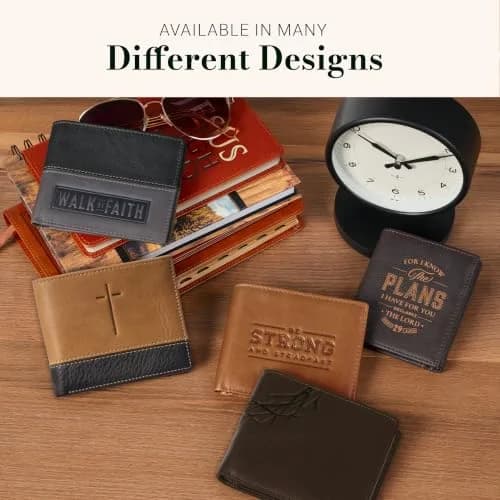 Christian Art Gifts Full Grain Leather Wallet for Men: Names of Jesus | Classic Brown Full Grain Leather Bi-Fold Wallet thumbnail 6