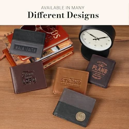 Christian Art Gifts Genuine Full-grain Leather Bi-fold Wallet | Christian Gift for Men, Durable & Classic (70-120 chars) thumbnail 4
