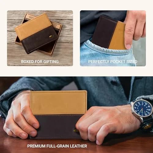 Christian Art Gifts Genuine Full-grain Leather Bi-fold Wallet | Christian Gift for Men, Durable & Classic (70-120 chars) thumbnail 3