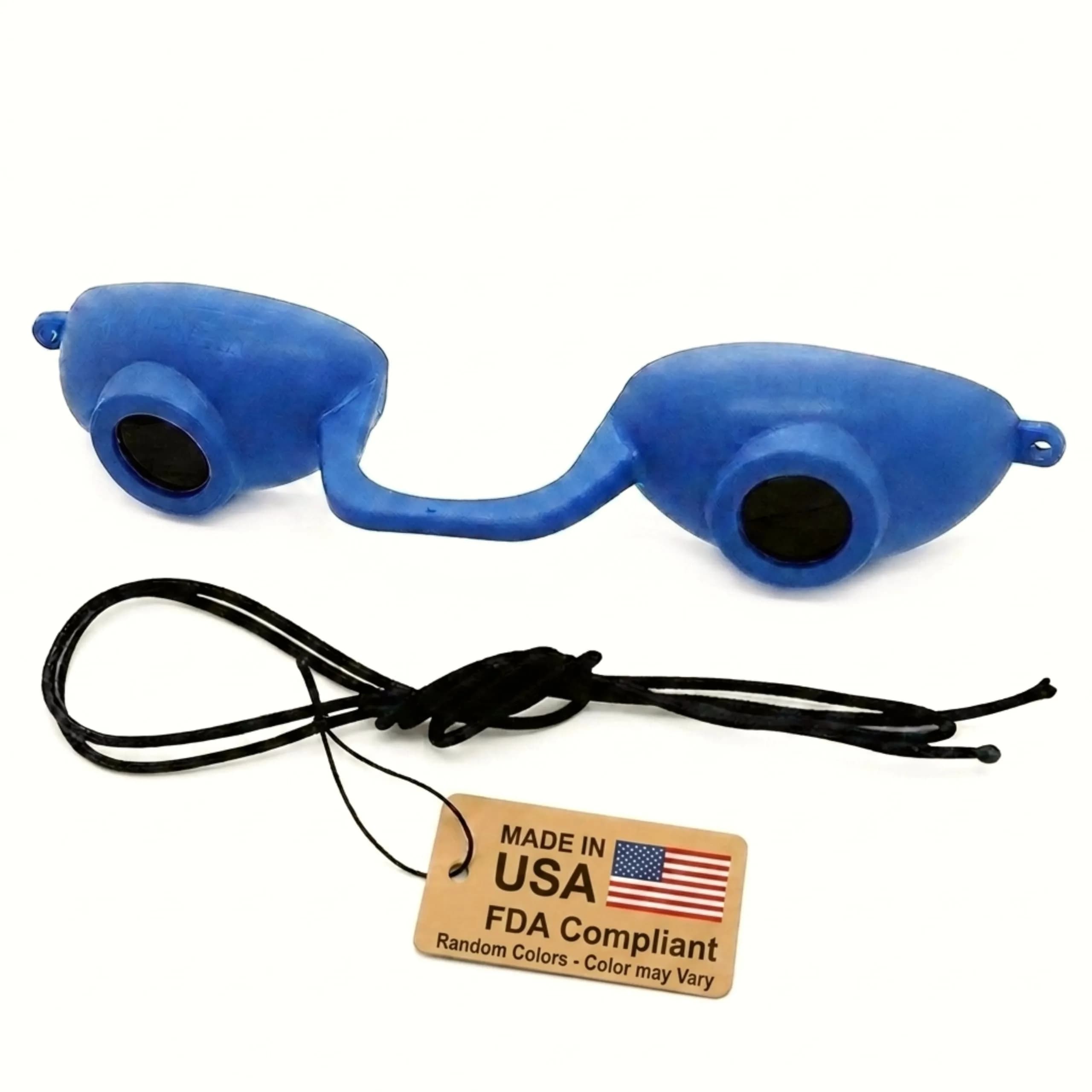 Super Sunnies Flexible UV Eye Tanning Goggles w/Strap - Black | Blocks 99%+ UVA/UVB Rays — Random