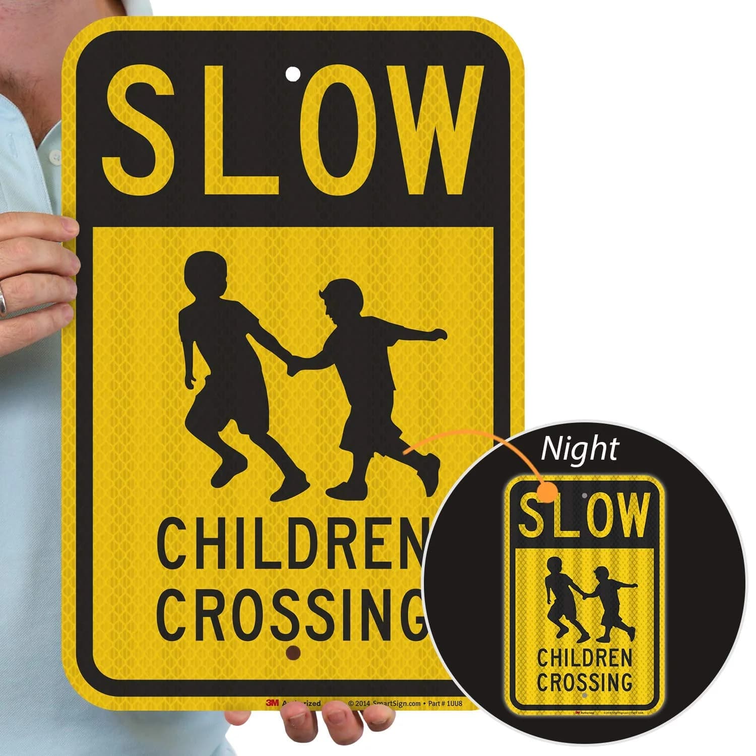 SmartSign Slow - Children Crossing Sign 12" x 18" (30cm x 45cm) | High Intensity Reflective Aluminum