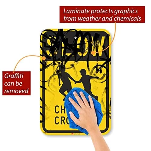 SmartSign Slow - Children Crossing Sign 12" x 18" (30cm x 45cm) | High Intensity Reflective Aluminum thumbnail 2