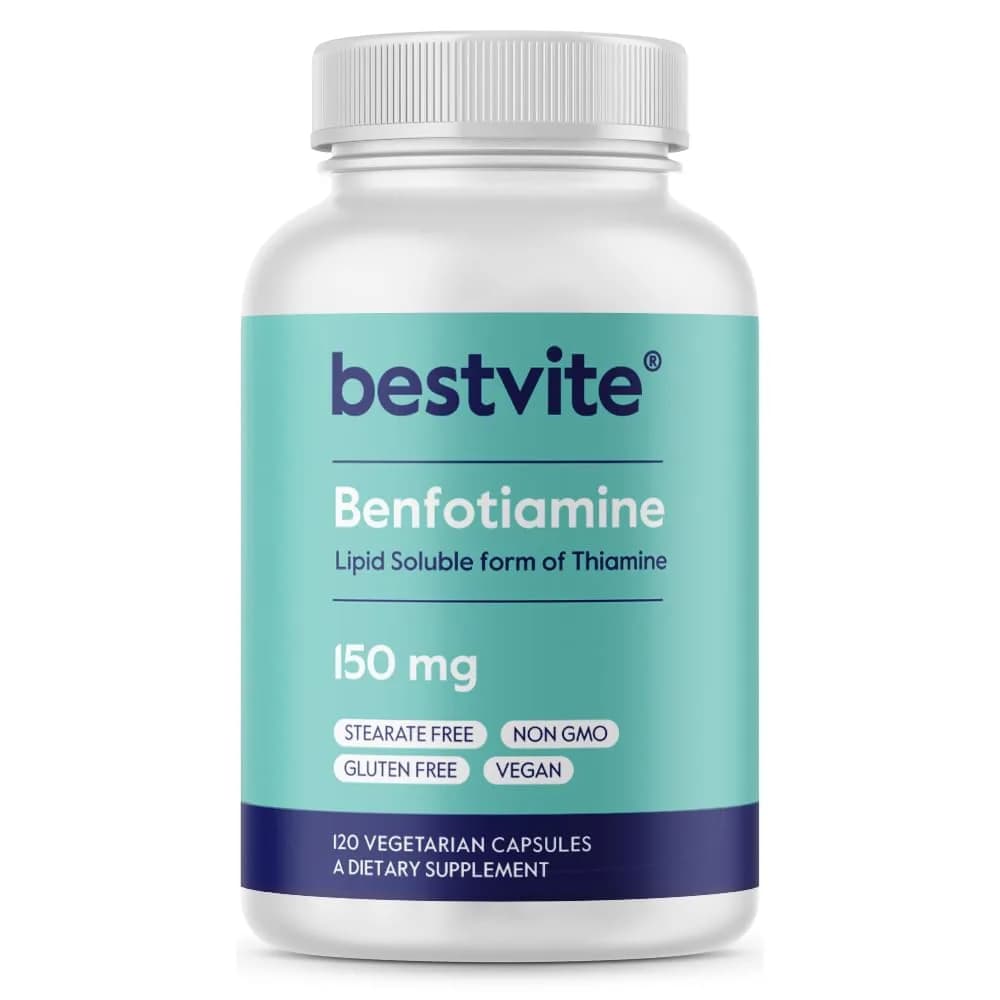 BESTVITE Benfotiamine 150mg Veg Caps | No Stearates, Vegan, 120 Count - main product image