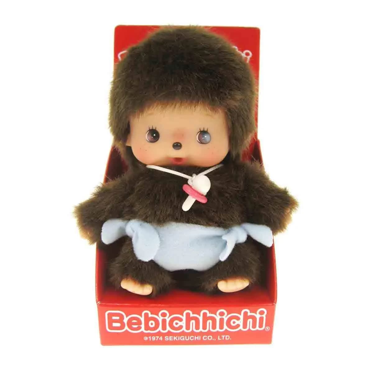 Sekiguchi Bebichhichi 16cm Classic Boy Europe | Monchhichi Doll in Display Box — Brown
