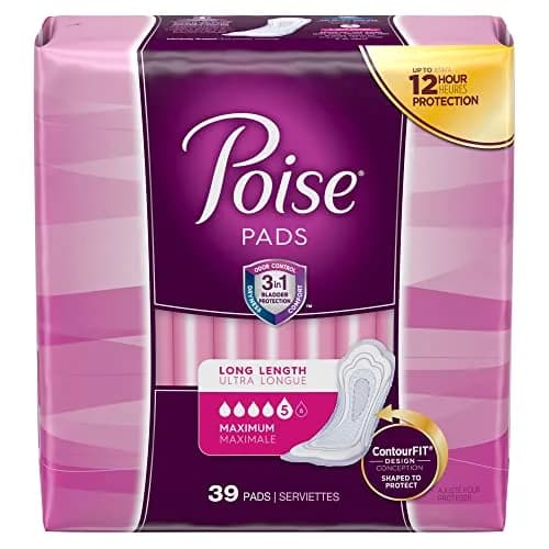 Poise Incontinence Pads Maximum Absorbency Long 156 Count (Pack of 4) | Trusted 3-in-1 Protection for Women thumbnail 1