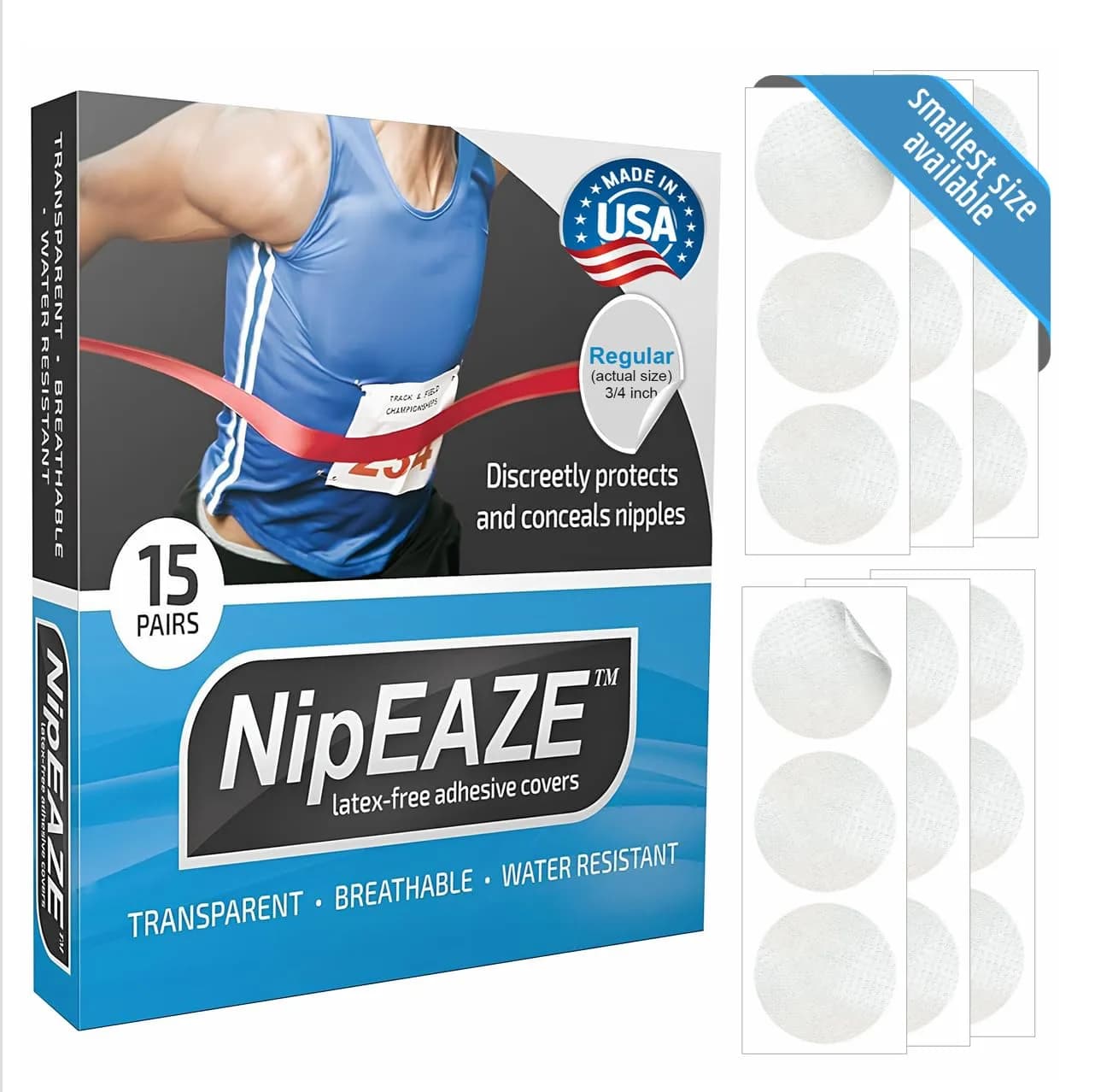 NipEaze Original Sports Nipple Covers - 30 Pcs (15 Pairs) | Patented Anti-Chafe Protection