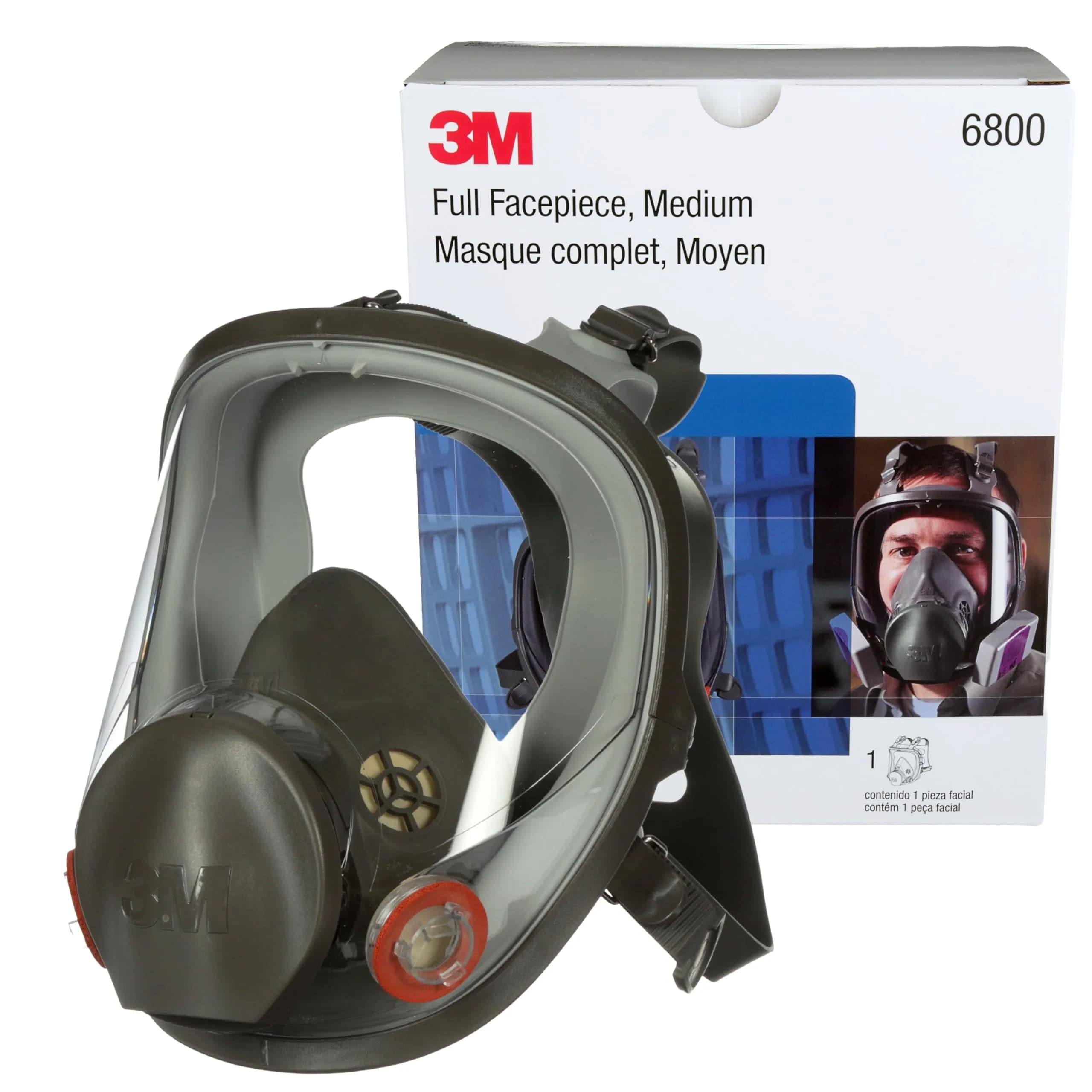 3M Full Facepiece Reusable Respirator 6800 | NIOSH Approved, Medium Fit, Large Lens, Silicone Seal