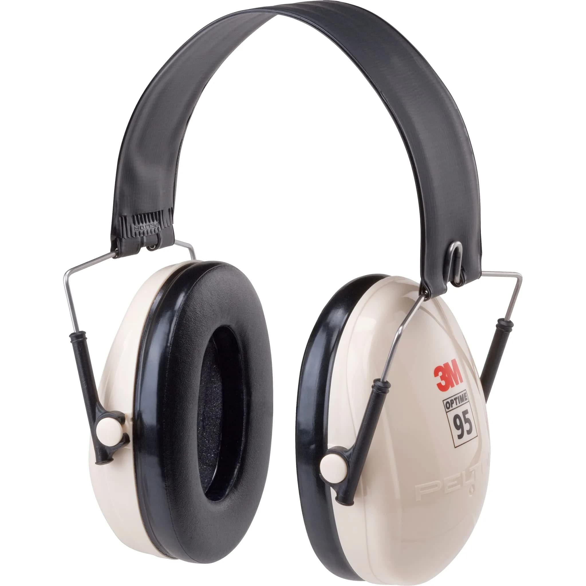 3M PELTOR Optime 95 Folding Earmuffs, Beige/Black | 21 dB NRR, Over-the-Head, Stainless Steel Headband — Beige/Black