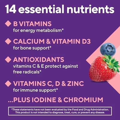 Vitafusion Women's Multivitamin Gummy 150 Count Berry Flavor | Supports Immune Health & Energy Metabolism thumbnail 6