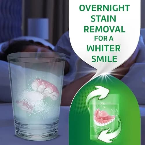 Polident Overnight Whitening Denture Cleanser Tablets 120 Count | Kills 99.99% Bacteria & Viruses thumbnail 2