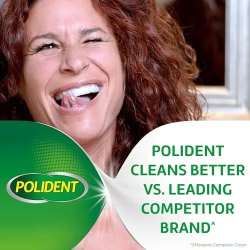 Polident Overnight Whitening Denture Cleanser Tablets 120 Count | Kills 99.99% Bacteria & Viruses thumbnail 3