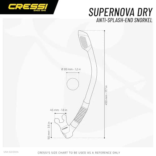 CRESSI Supernova Dry Snorkel Black | Splash Guard & Purge Valve for Clear Breathing thumbnail 5