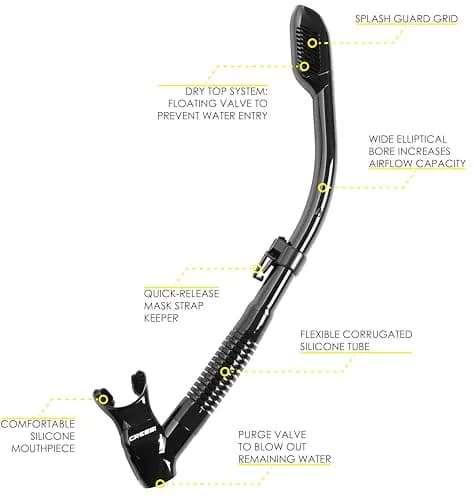 CRESSI Supernova Dry Snorkel Black | Splash Guard & Purge Valve for Clear Breathing thumbnail 2