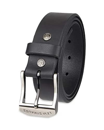 Levi's Men's 100% Leather Belt with Prong Buckle, Black, Size 50 | Classic Casual Leather Accessory thumbnail 1