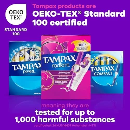 Tampax Radiant Tampons Super Absorbency with LeakGuard Braid Unscented 28 Count | Reliable Protection for Heavy Flow Days thumbnail 8