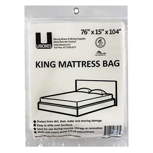 UBOXES King Size Mattress Cover/Bag 76x15x104 in | Clear Plastic Ventilated Mattress Protector thumbnail 1