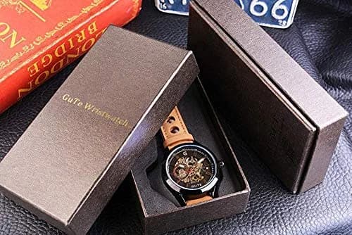 GLEIM Mechanical Skeleton Watch Self-Winding Leather Brown | Casual & Stylish thumbnail 7