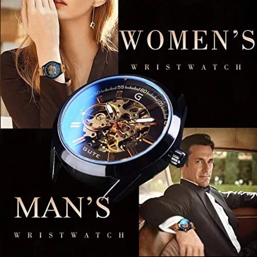 GLEIM Mechanical Skeleton Watch Self-Winding Leather Brown | Casual & Stylish thumbnail 2