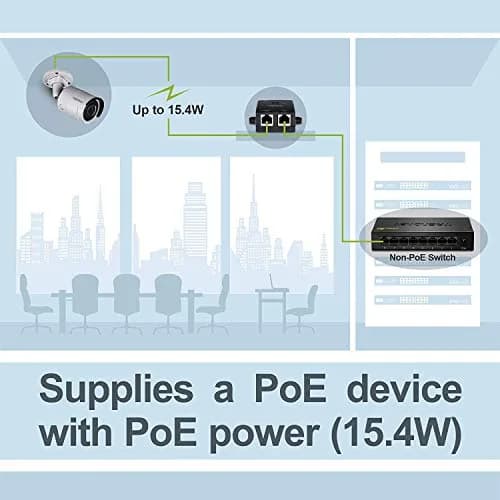 TRENDnet Gigabit Power Over Ethernet Injector, TPE-113GI | 100m PoE, 15.4W Power, Gigabit Ethernet, Wall-Mountable thumbnail 2