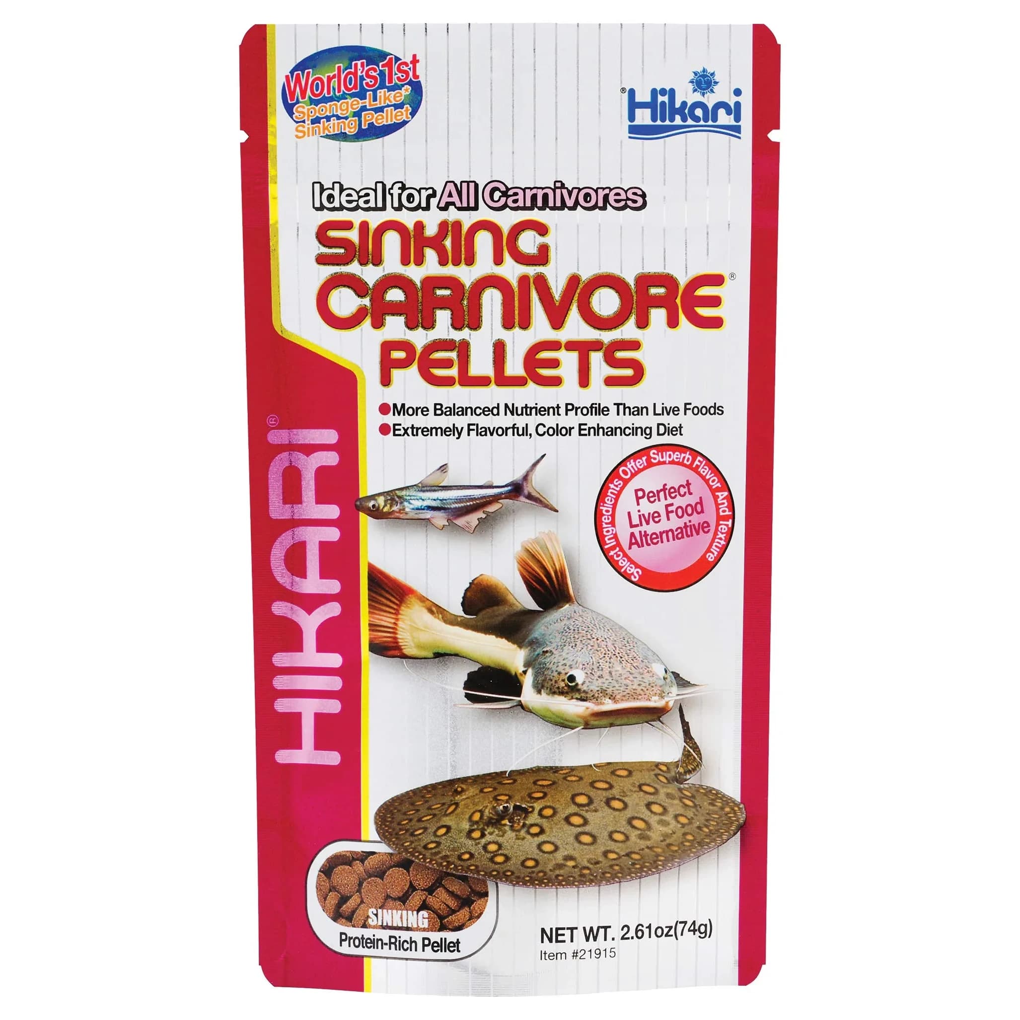 Hikari Sinking Carnivore Pellets for Pets, 74g (2.61 oz) | Balanced Diet for Large Carnivorous Fish