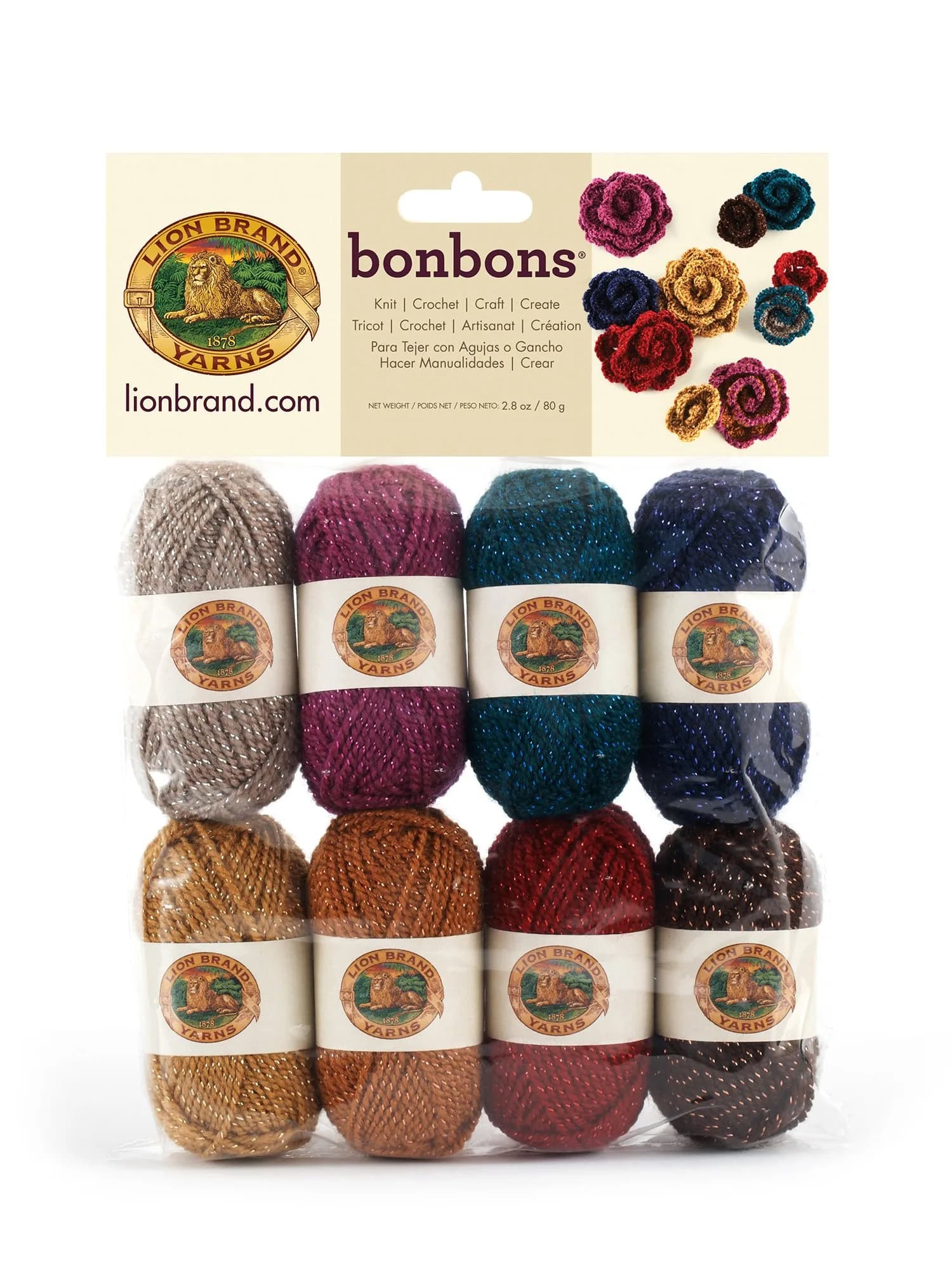 Lion Brand Yarn BonBons Yarn Pack Party | 8 Mini Skeins, 26m (28yd) Each | Assorted Colors for Amigurumi & Crafts - main product image
