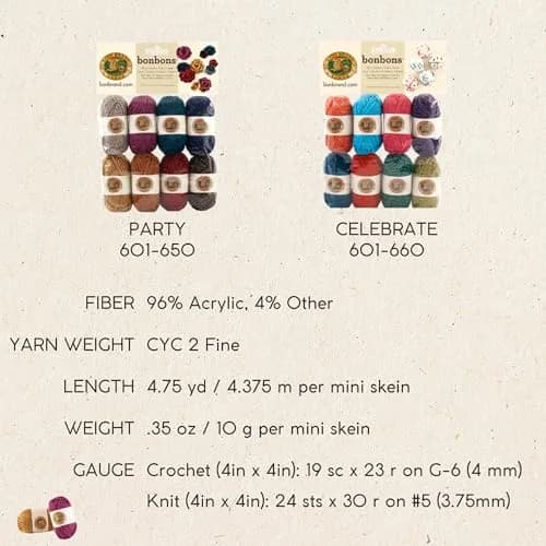 Lion Brand Yarn BonBons Yarn Pack Party | 8 Mini Skeins, 26m (28yd) Each | Assorted Colors for Amigurumi & Crafts thumbnail 8