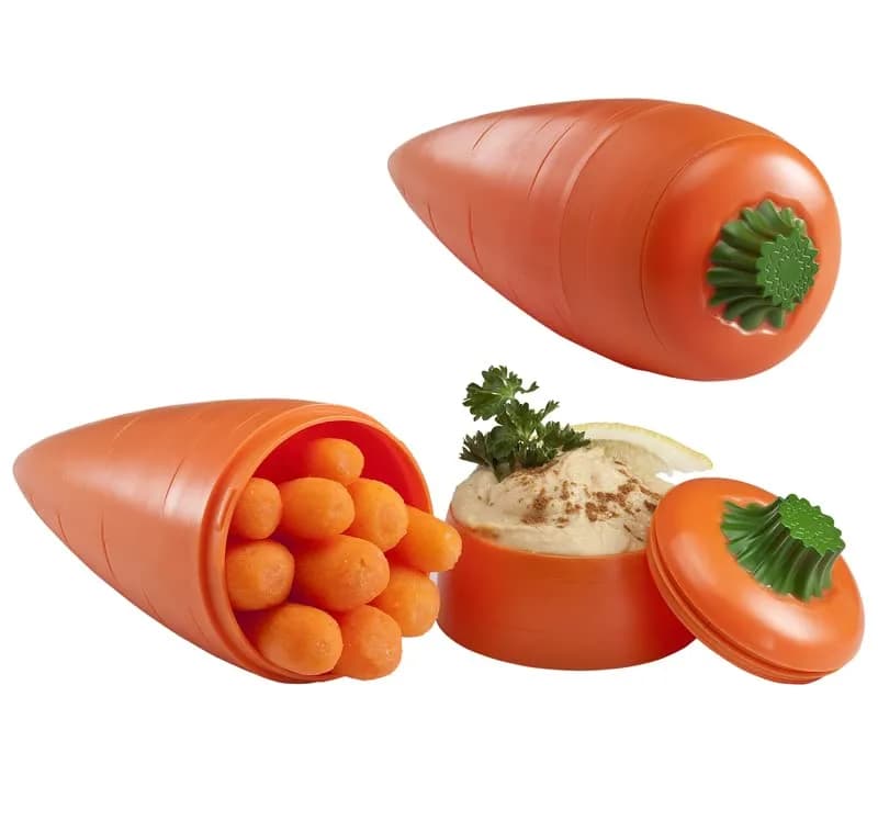Hutzler Snack Attack Carrot and Dip to-Go Container | Portable 2-Compartment Snack Holder thumbnail 4
