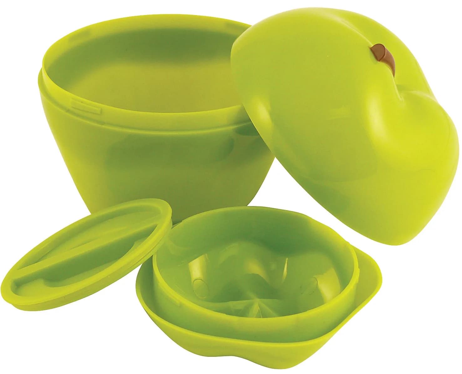 Hutzler Apple & Dip To-Go Container Set, Green | Stackable & Leak-Resistant for On-the-Go Snacking