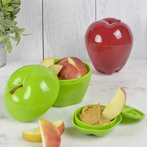 Hutzler Apple & Dip To-Go Container Set, Green | Stackable & Leak-Resistant for On-the-Go Snacking thumbnail 2