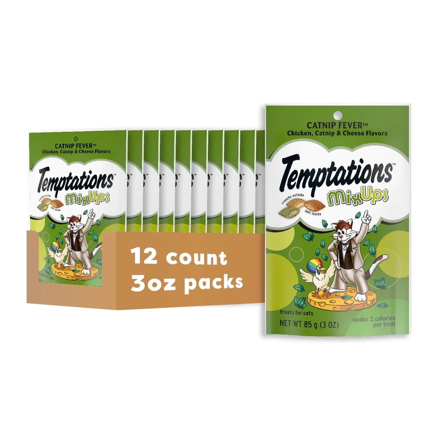 Temptations MixUps Catnip Fever Flavor Crunchy and Soft Cat Treats 454g (16 oz) | Dual Texture Catnip Treats — Catnip / 3 Ounce