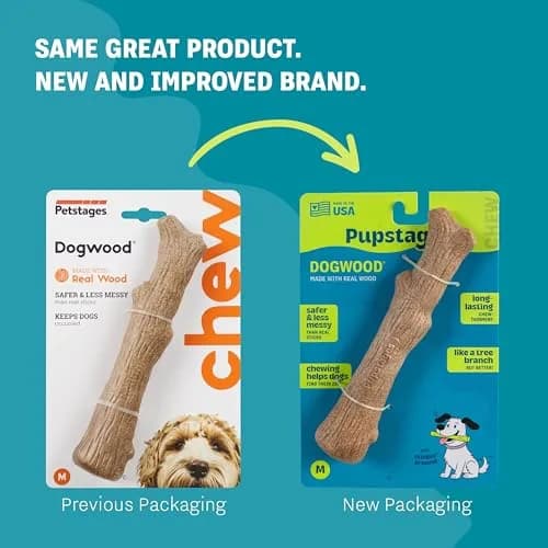 Pupstages Dogwood Stick Dog Chew Toy Medium 7.4" | Real-Wood Blend for Moderate Chewers thumbnail 7