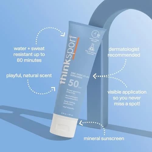 Thinksport Mineral Sunscreen SPF 50+ Zinc Oxide, Water Resistant, 3 Fl Oz | Reef-Safe, Natural Protection for Sensitive Skin thumbnail 2