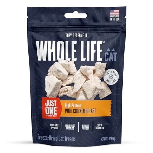 Whole Life Pet Products Just One Chicken Freeze Dried Cat Treats 28g (1 oz) | High Protein, USA Made, Grain-Free thumbnail 1